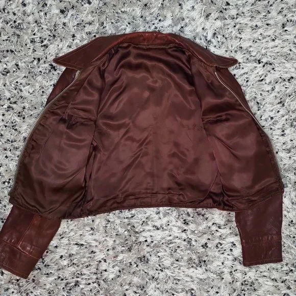 Iconic 70s Brown Leather Bomber Jacket - Picture 4 of 12